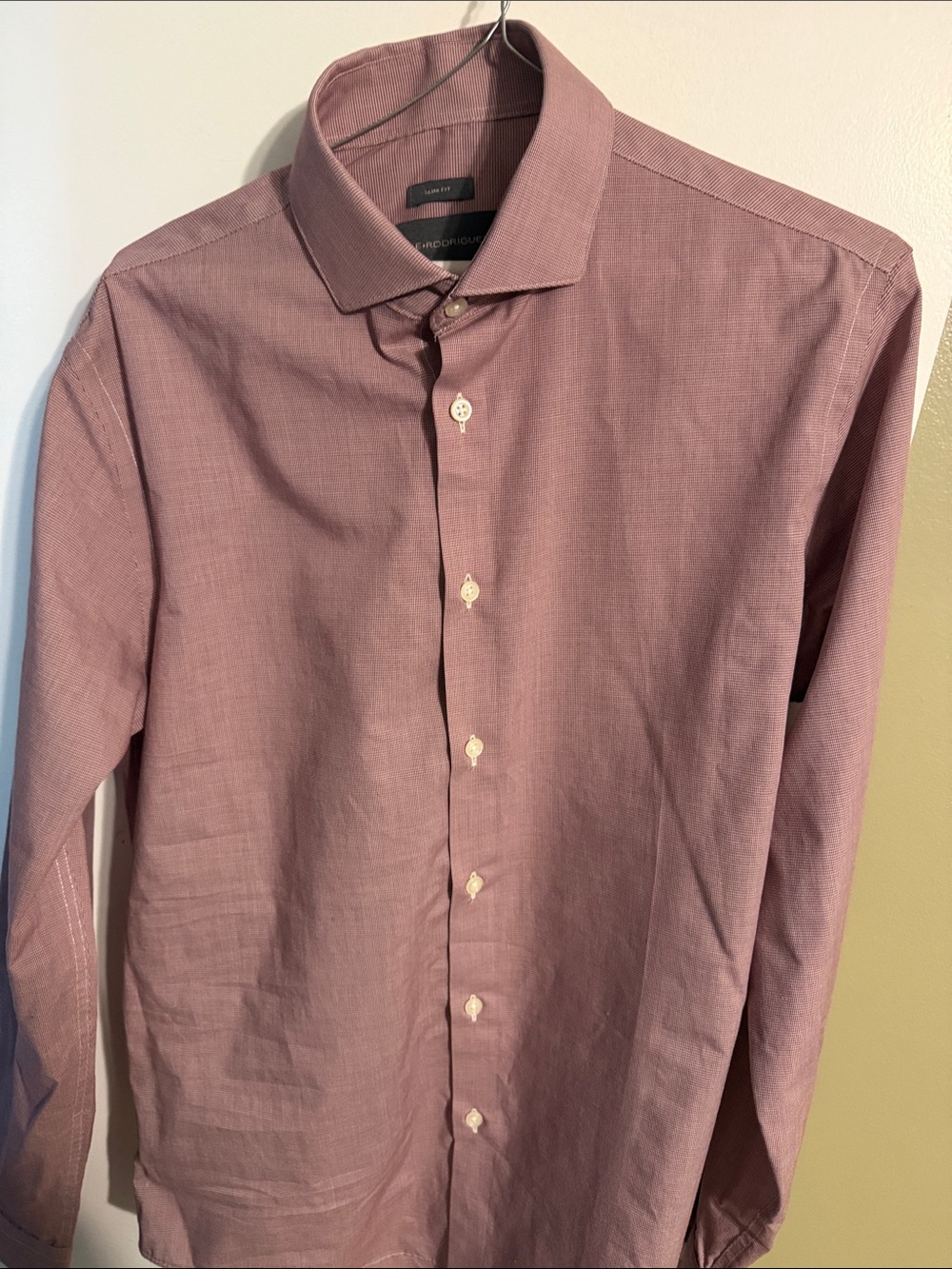 Men's Long-Sleeve Dress Shirt in Dusty Rose - Tailored Look 15.5 34/35